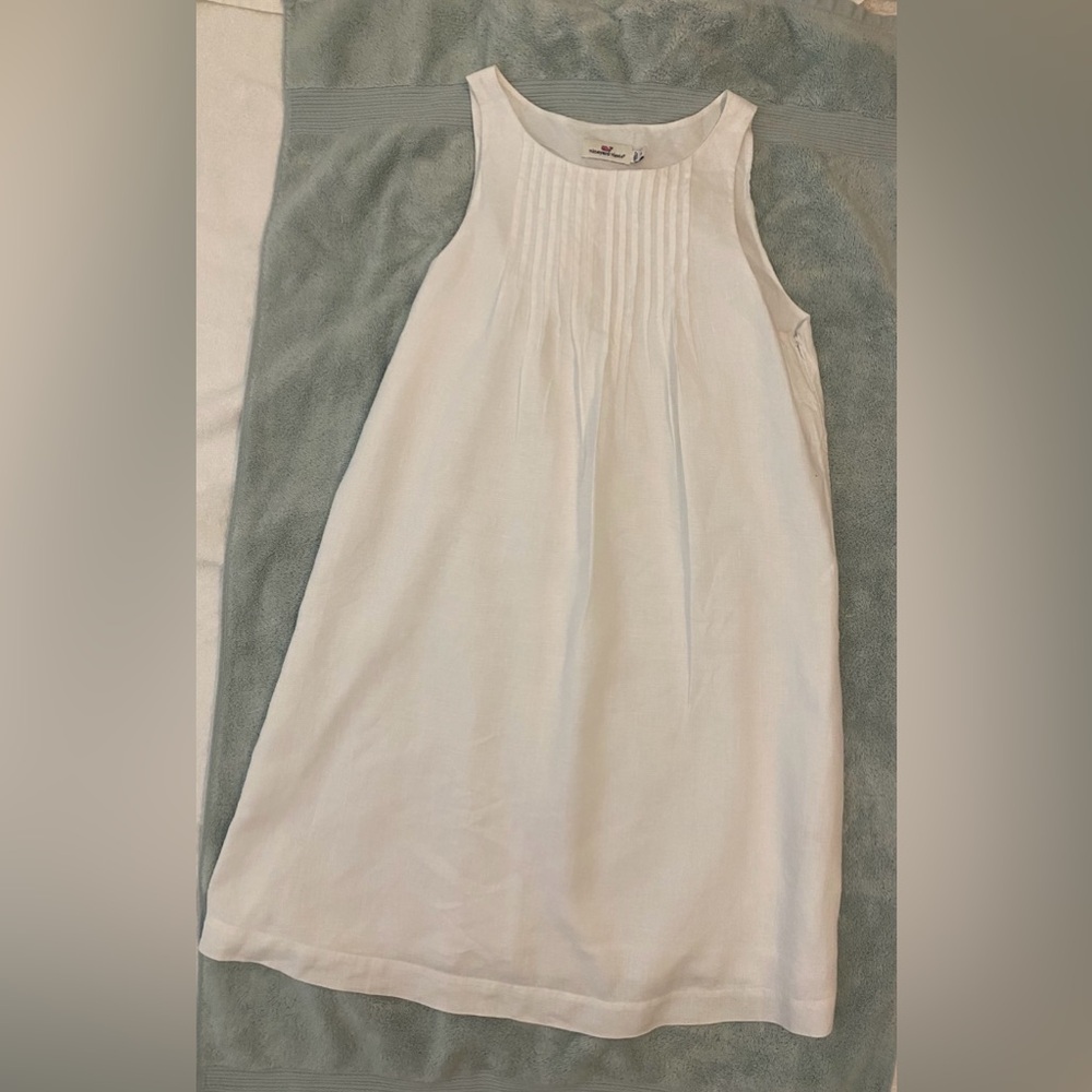 Vineyard Vines White Pleated A-line Halter Dress